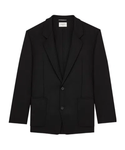 Saint Laurent Single-breasted Jacket In Felt In Black