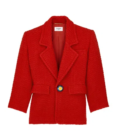 Saint Laurent Single-breasted Jacket In Tweed In Roux