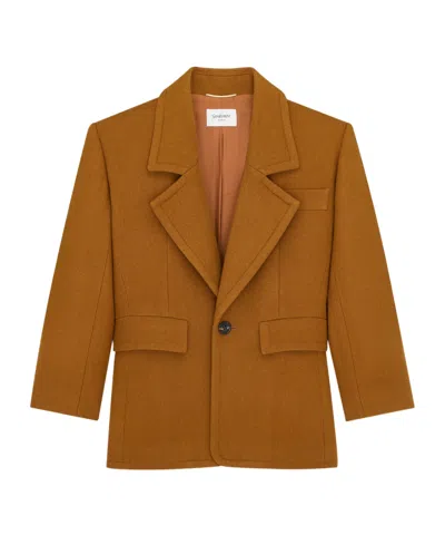 Saint Laurent Single-breasted Notched-lapel Jacket In Brown