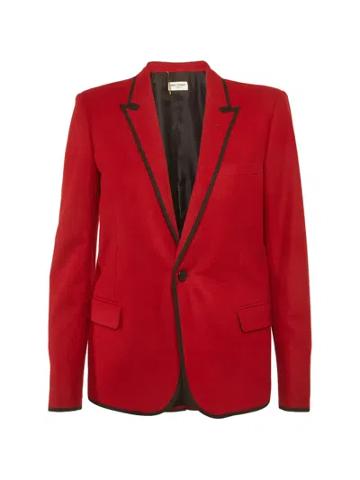 Pre-owned Saint Laurent Single-breasted Notched-lapel Blazer In Red
