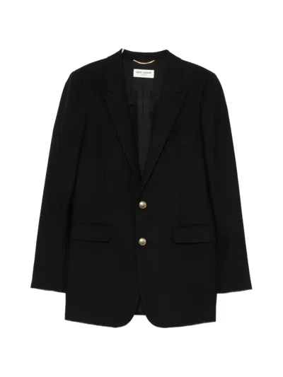 Pre-owned Saint Laurent Single-breasted Wool Jacket In Black