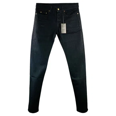 Pre-owned Saint Laurent Size 31 Black Denim Straight Slim Five Pockets Jeans