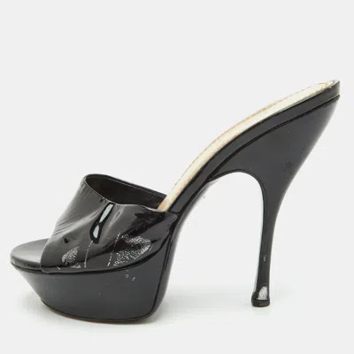 Pre-owned Saint Laurent Size 36 Black Patent Leather Platform Sandals