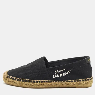 Pre-owned Saint Laurent Size 36.5 Black Canvas Espadrille Flats