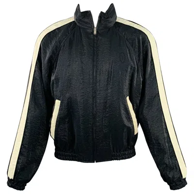 Pre-owned Saint Laurent Size 40 Black White Viscose Blend Zip Up Track Jacket