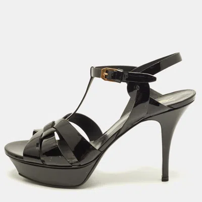 Pre-owned Saint Laurent Size 41 Black Leather Platform Sandals
