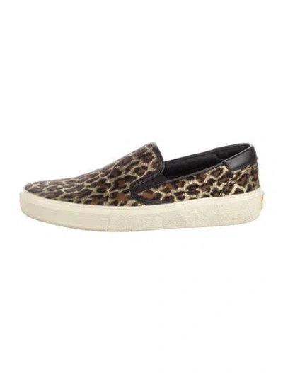 Pre-owned Saint Laurent Skate Animal Print Loafers In Brown