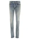 Saint Laurent 15cm Skinny Low Waist Cotton Denim Jeans In Blue