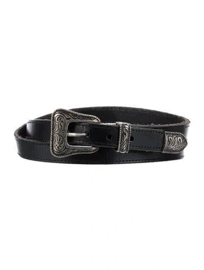 Pre-owned Saint Laurent Skinny Leather Belt In Black