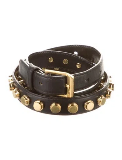 Pre-owned Saint Laurent Skinny Leather Belt In Black