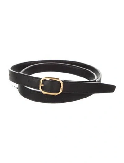 Pre-owned Saint Laurent Skinny Leather Belt In Black