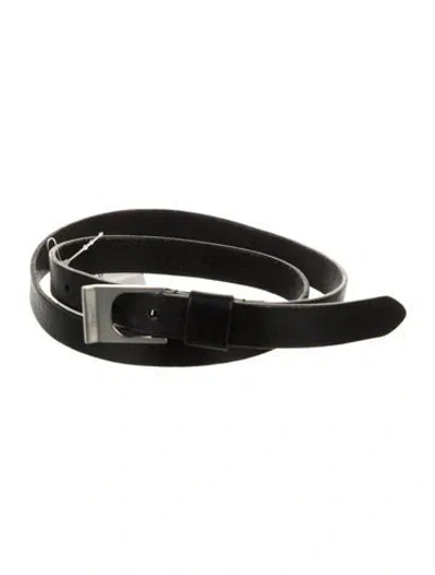 Pre-owned Saint Laurent Skinny Leather Belt In Black