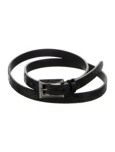 Pre-owned Saint Laurent Skinny Leather Belt In Black