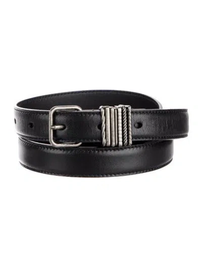 Pre-owned Saint Laurent Skinny Leather Belt In Black