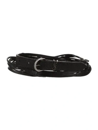 Pre-owned Saint Laurent Skinny Leather Belt In Black