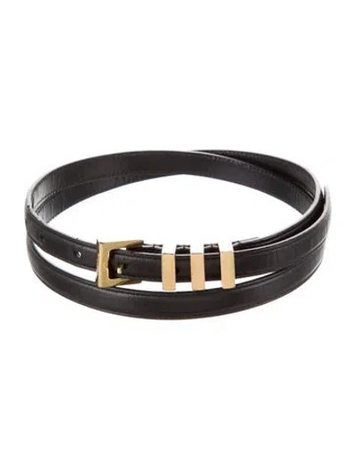 Pre-owned Saint Laurent Skinny Leather Belt In Black