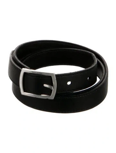 Pre-owned Saint Laurent Skinny Leather Belt In Black