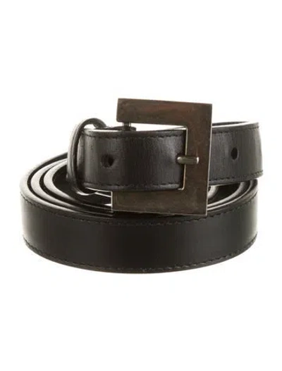 Pre-owned Saint Laurent Skinny Leather Belt In Black