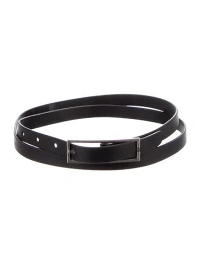 Pre-owned Saint Laurent Skinny Leather Belt In Black