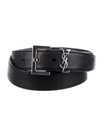 Pre-owned Saint Laurent Skinny Leather Belt In Black