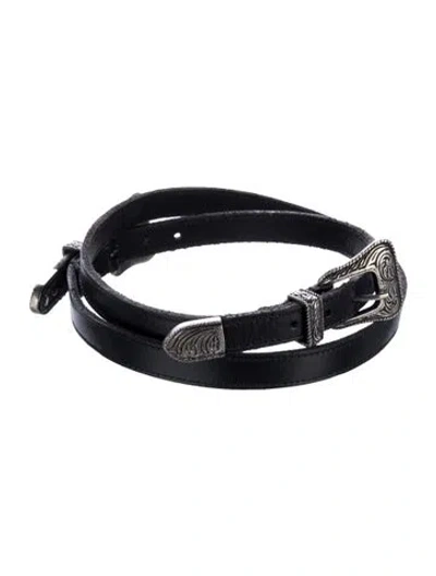 Pre-owned Saint Laurent Skinny Leather Belt In Black
