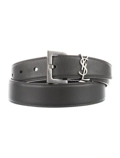 Pre-owned Saint Laurent Skinny Leather Belt In Black