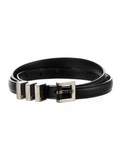 Pre-owned Saint Laurent Skinny Leather Belt In Black