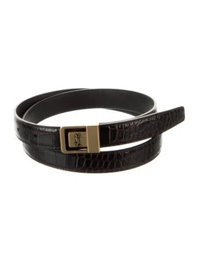Pre-owned Saint Laurent Skinny Leather Belt In Black