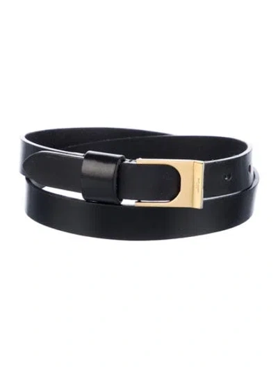 Pre-owned Saint Laurent Skinny Leather Belt In Black