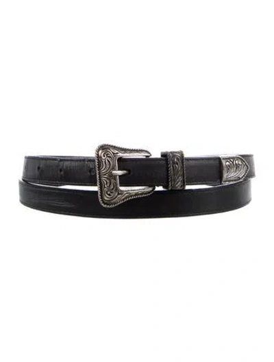 Pre-owned Saint Laurent Skinny Leather Belt In Black