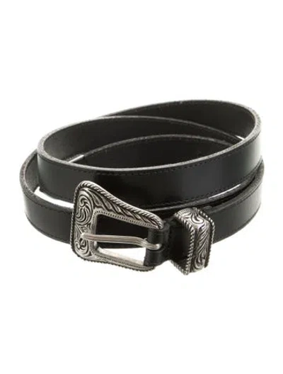 Pre-owned Saint Laurent Skinny Leather Belt In Black
