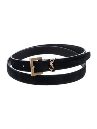 Pre-owned Saint Laurent Skinny Leather Belt In Black