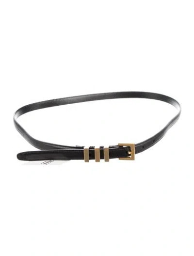 Pre-owned Saint Laurent Skinny Leather Belt In Black