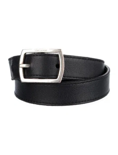 Pre-owned Saint Laurent Skinny Leather Belt In Black