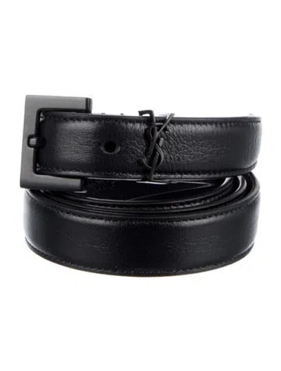Pre-owned Saint Laurent Skinny Leather Belt In Black
