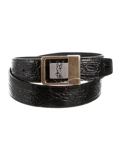 Pre-owned Saint Laurent Skinny Leather Belt In Black