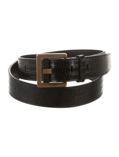 Pre-owned Saint Laurent Skinny Leather Belt In Black