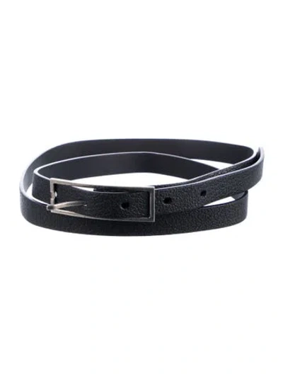 Pre-owned Saint Laurent Skinny Leather Belt In Black