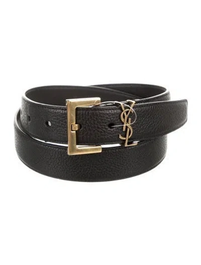 Pre-owned Saint Laurent Skinny Leather Belt In Black