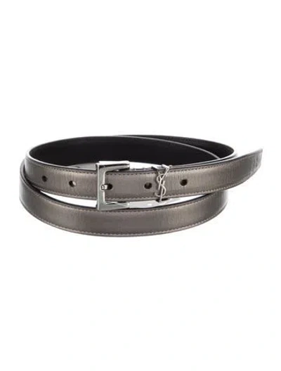 Pre-owned Saint Laurent Skinny Leather Belt In Black