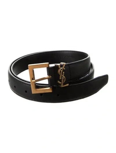 Pre-owned Saint Laurent Skinny Leather Belt In Black