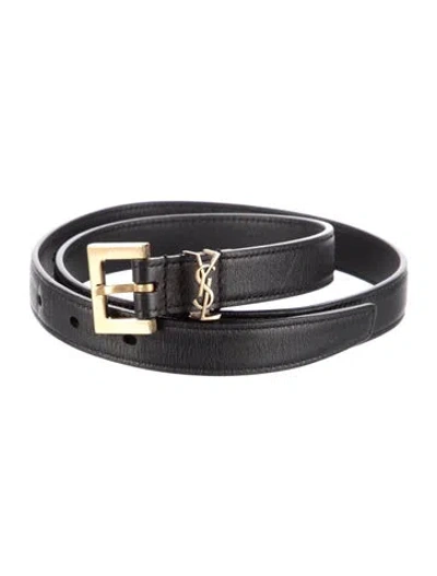 Pre-owned Saint Laurent Skinny Leather Belt In Black