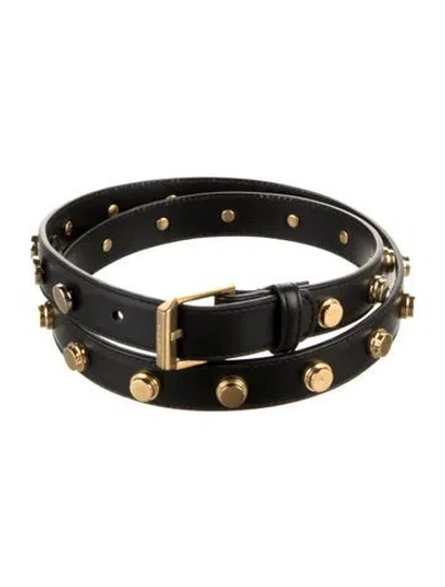 Pre-owned Saint Laurent Skinny Leather Belt In Black