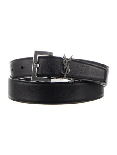 Pre-owned Saint Laurent Skinny Leather Belt In Black