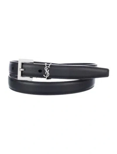 Pre-owned Saint Laurent Skinny Leather Belt In Black