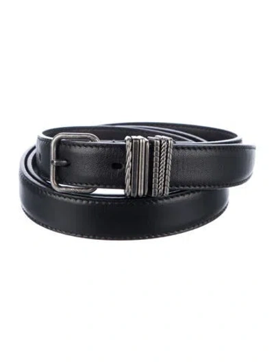 Pre-owned Saint Laurent Skinny Leather Belt In Black