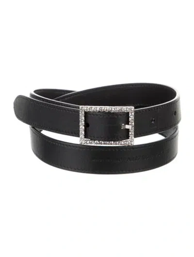 Pre-owned Saint Laurent Skinny Leather Belt In Black