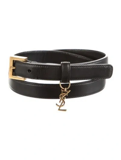Pre-owned Saint Laurent Skinny Leather Belt In Black