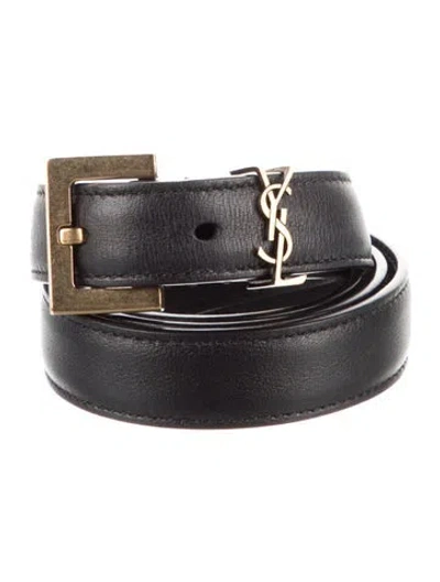 Pre-owned Saint Laurent Skinny Leather Belt In Black
