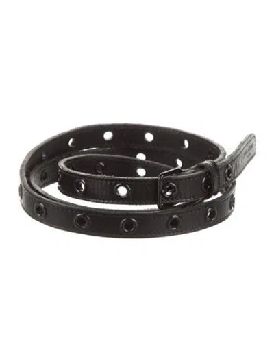 Pre-owned Saint Laurent Skinny Leather Belt In Black